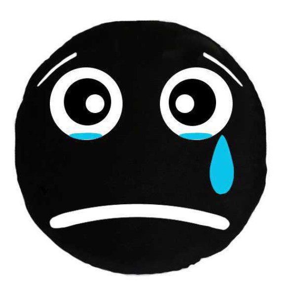 Soft Smiley Emoticon Black Round Cushion Pillow Stuffed Plush Toy Doll (Weeping)